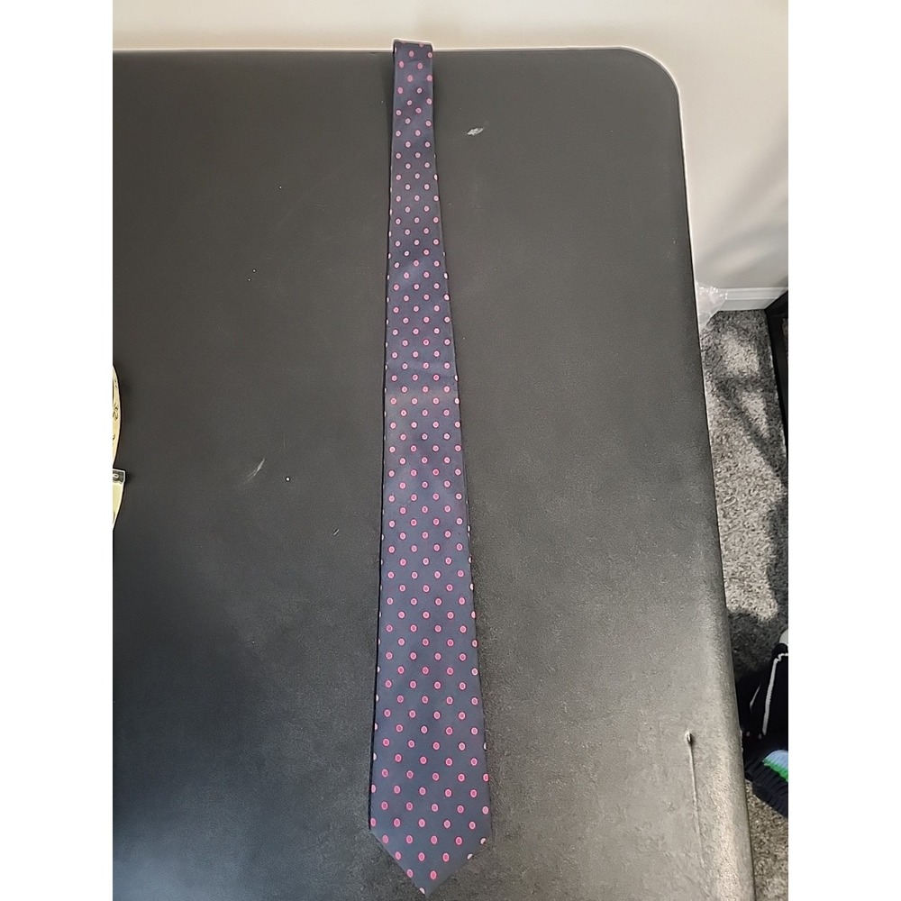 Burberrys of London Silk Tie Navy Red Polka Dot Made in Italy Mens